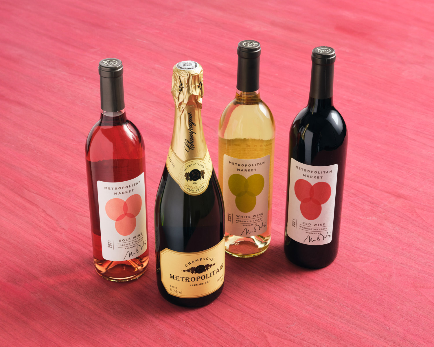 Bottles of wine and champagne