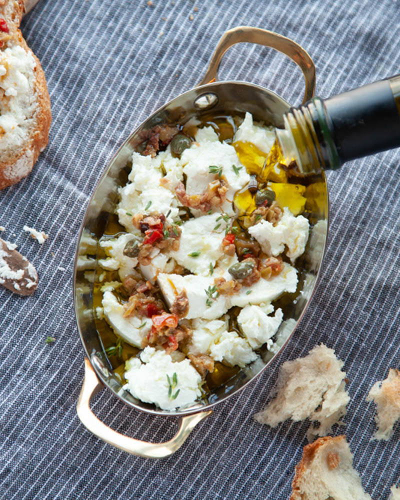 warm olive herb goat cheese