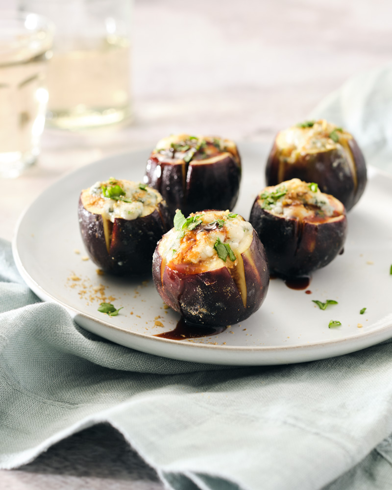 grilled figs with cheese and dukkah