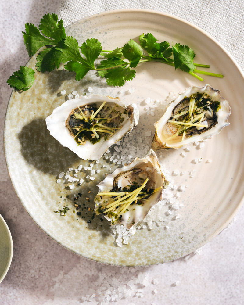 oysters with ginger ponzu mignonette