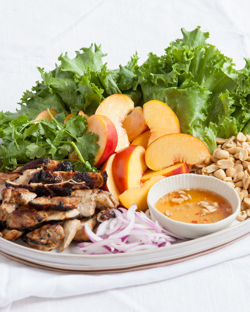pork, peach, and peanut lettuce wraps
