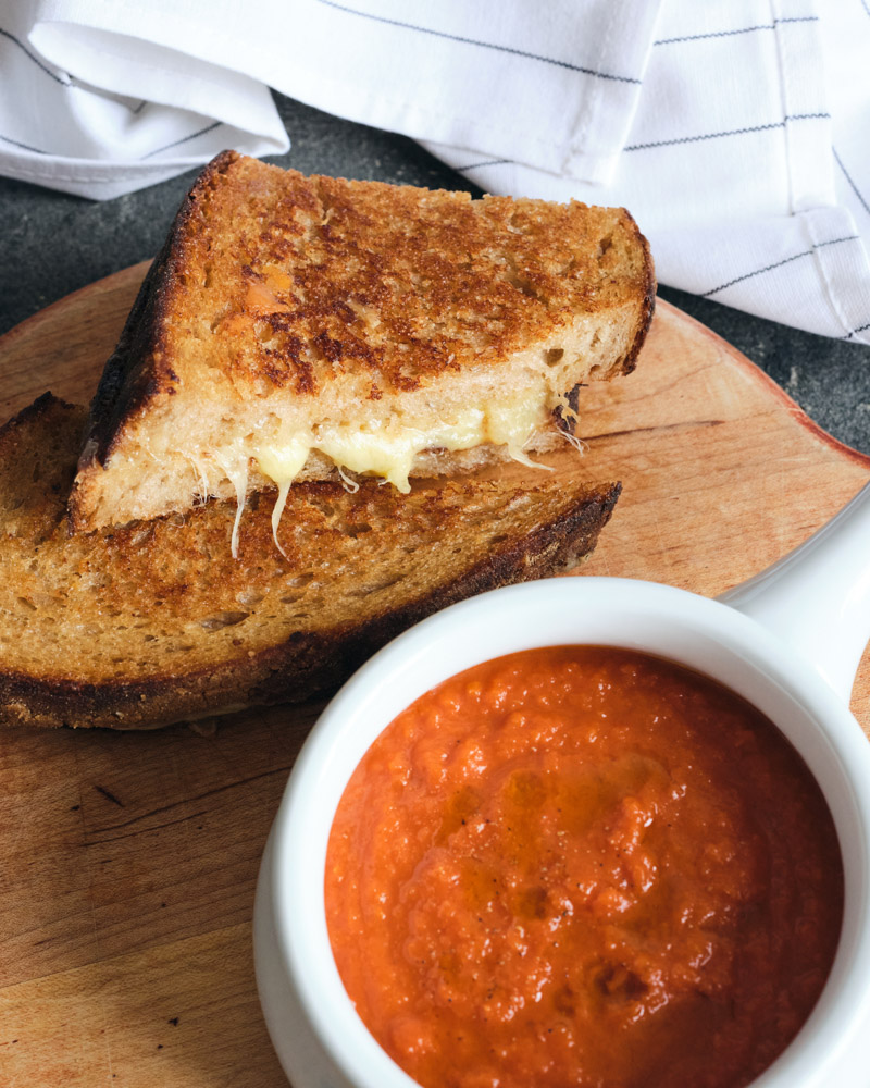 5 ingredient grilled cheese and tomato soup