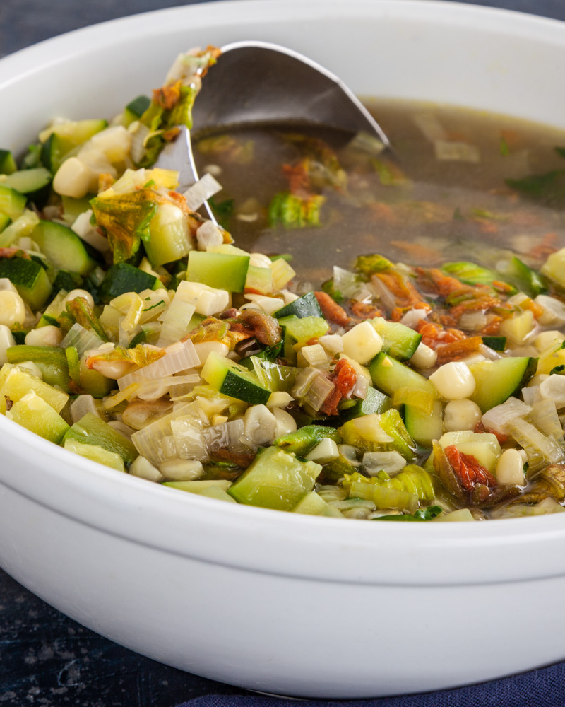 sopa de flor de calabaza (squash blossom soup)