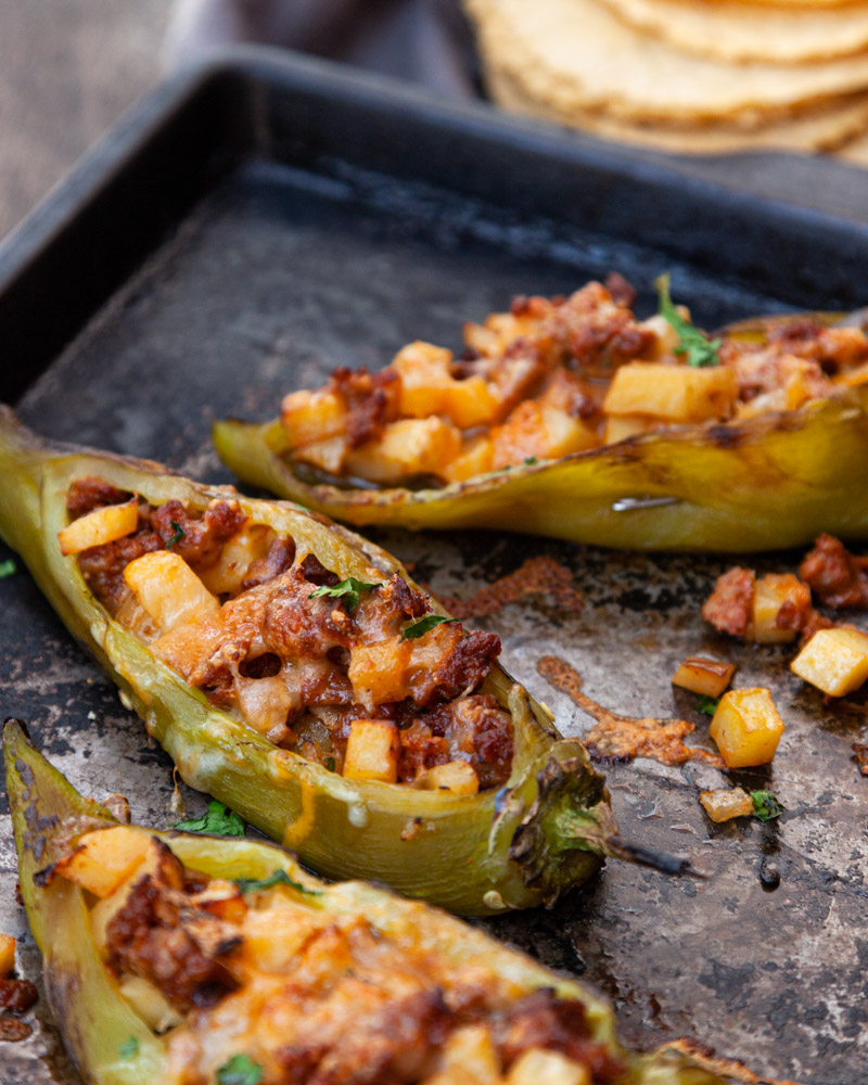 chorizo stuffed hatch chile peppers
