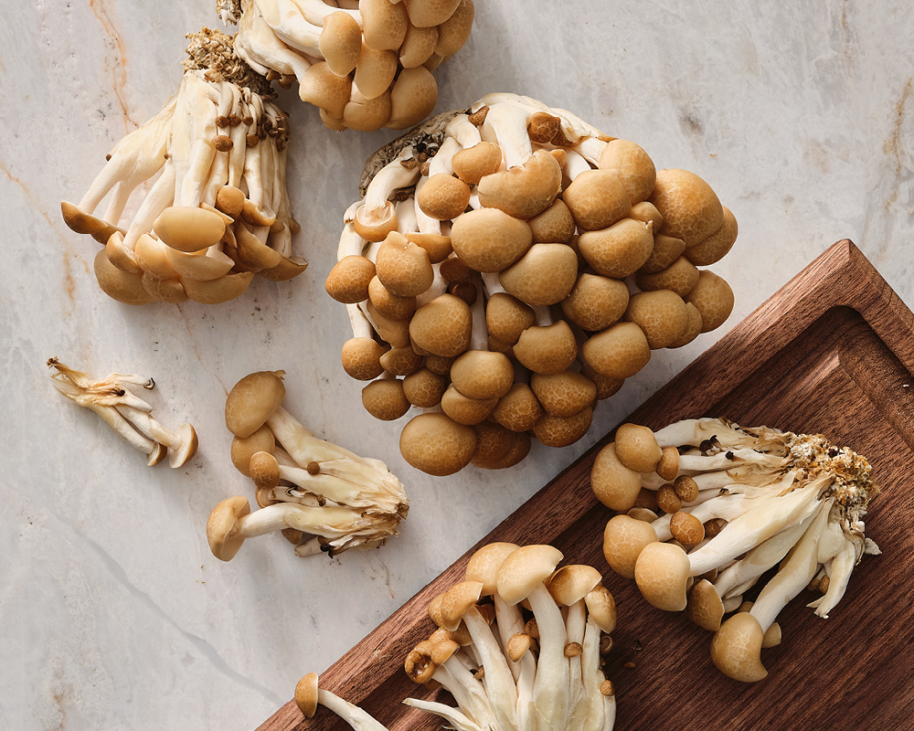 Assortment of Bunashimeji Brown Beech Mushrooms
