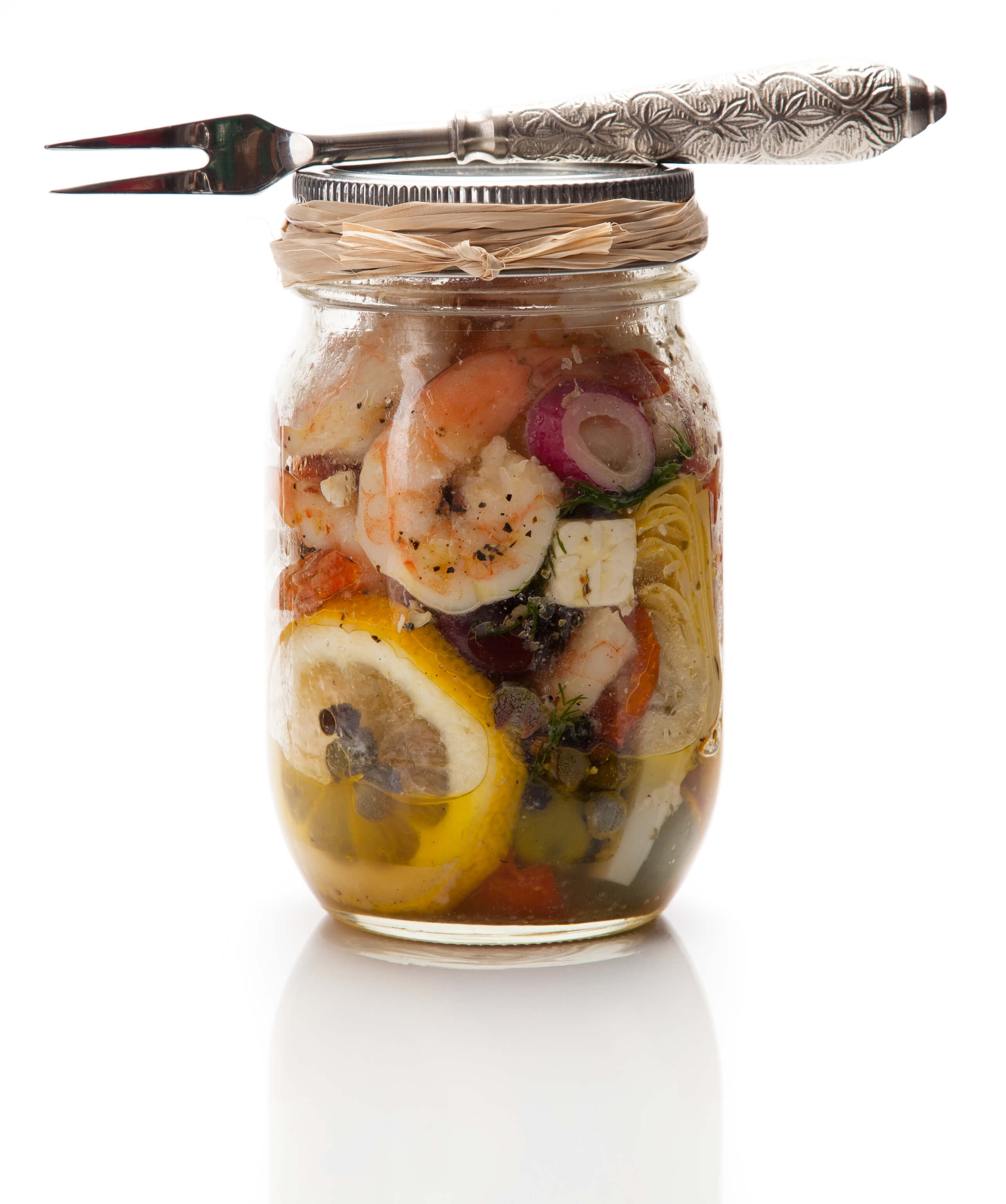 chilled shrimp with olives and feta