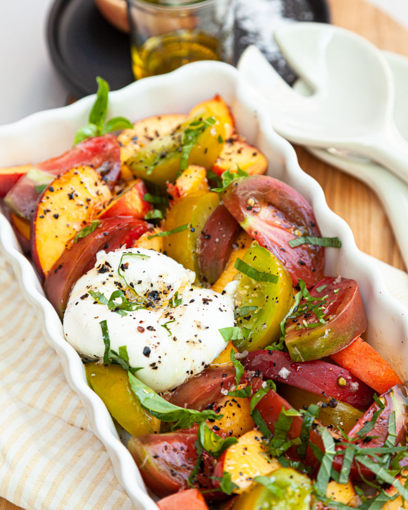 heirloom tomatoes and peach o rama peach salad