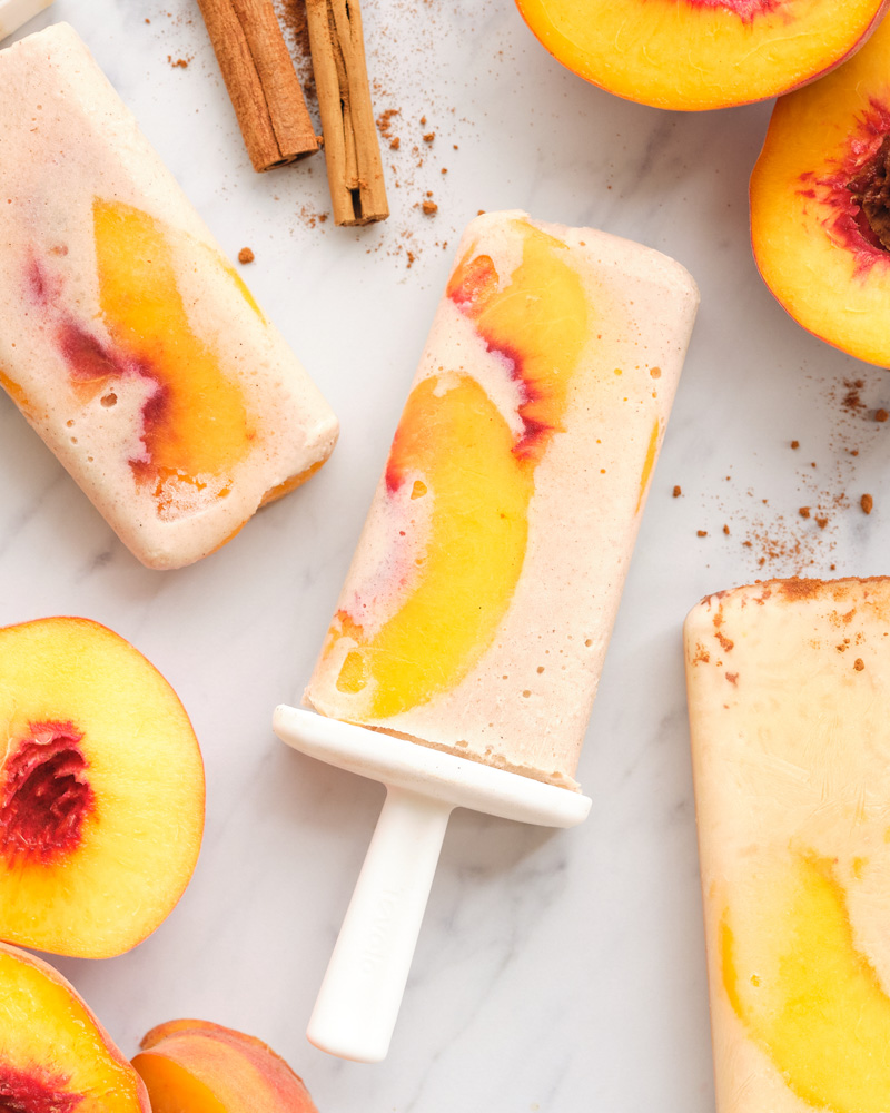 peach horchata pudding popsicles