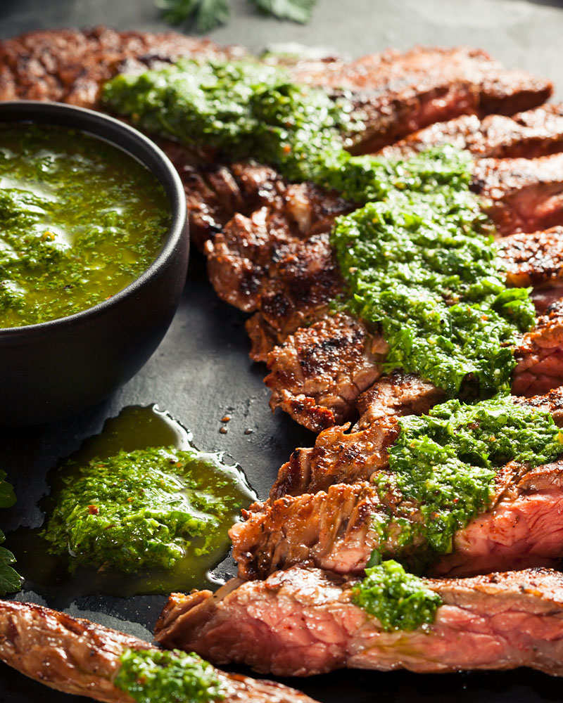 Grilled Steak With Blended Chimichurri
