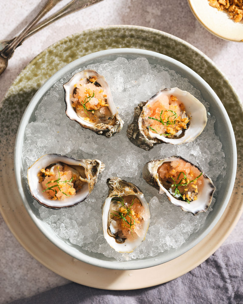 oysters with grapefruit granita