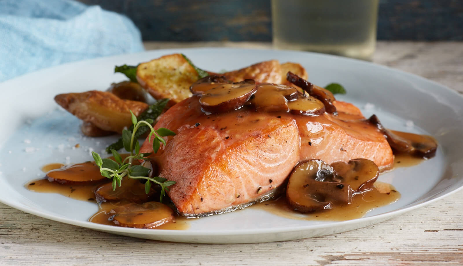 salmon with mushroom marsala sauce