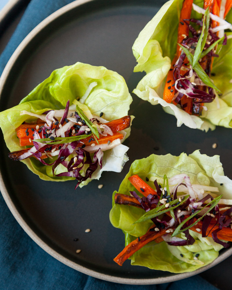 roasted carrot lettuce wraps