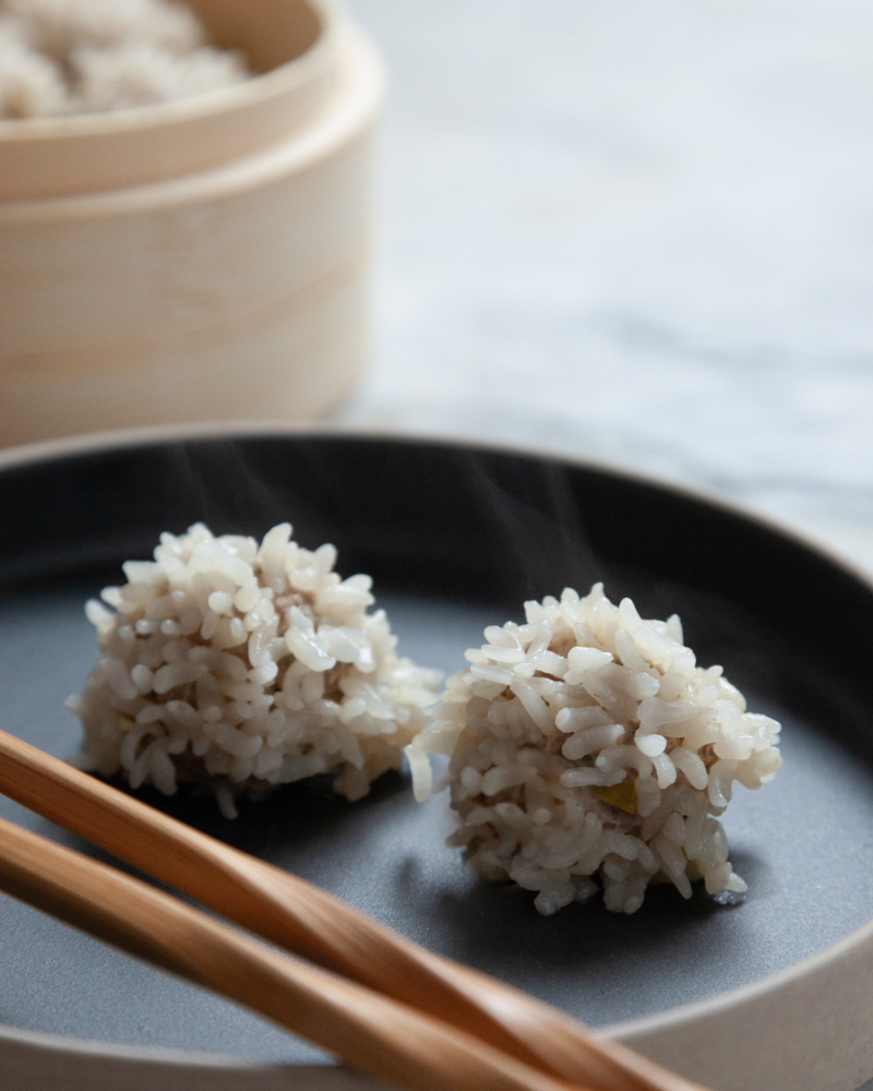 pearl meatballs (made of pork and rice)