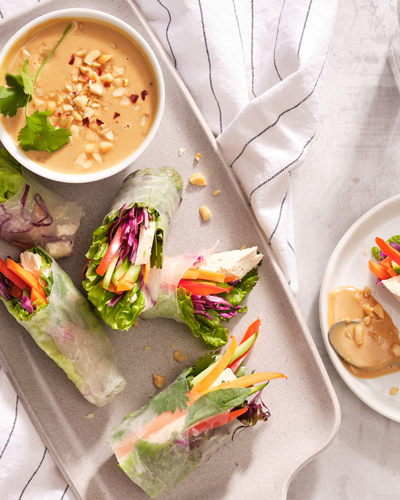 fresh herb and vegetable spring rolls