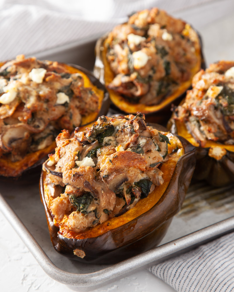 acorn squash stuffed with mushrooms and goat cheese