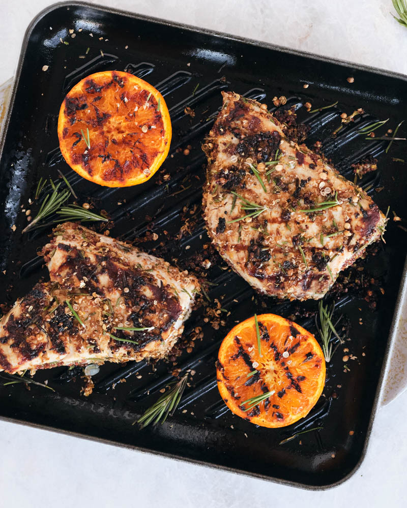 grilled swordfish with coriander and orange