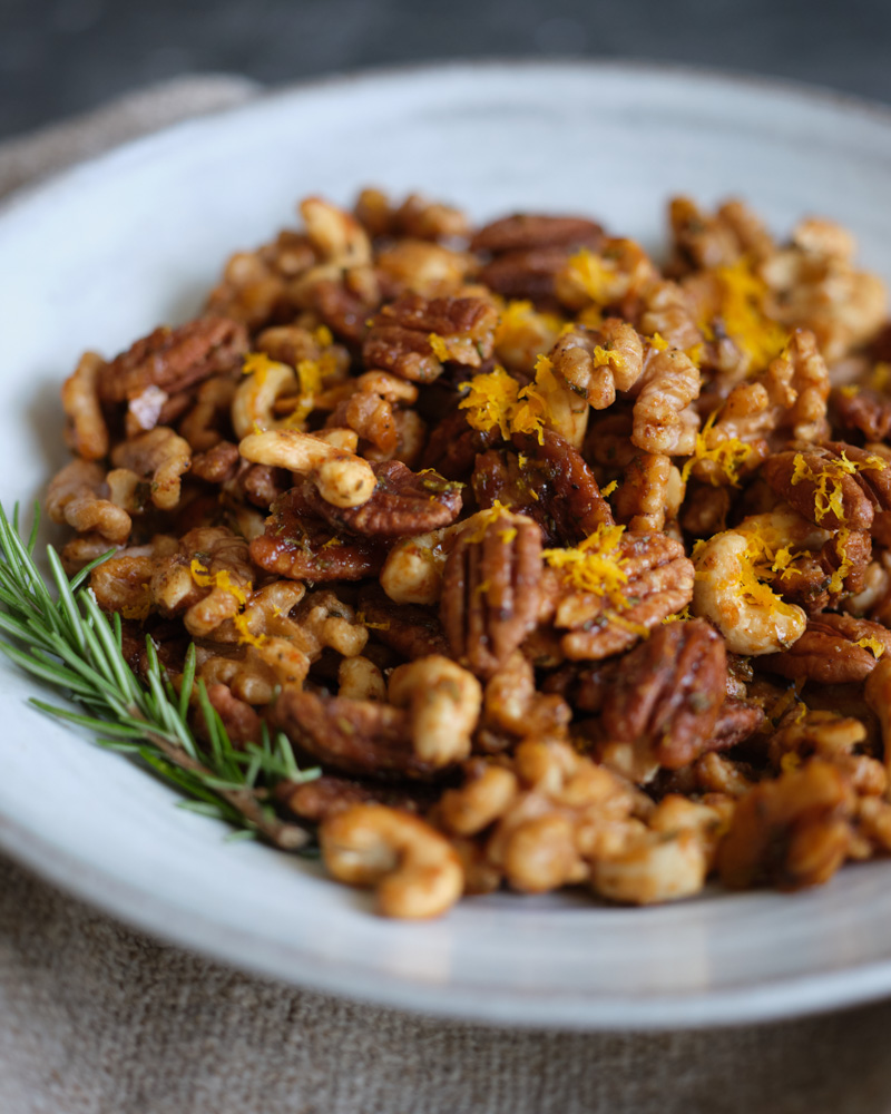 spicy rosemary and orange roasted nuts