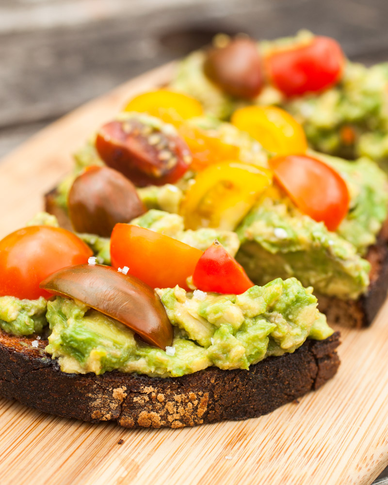 roasted tomato and avocado tartine (toast)