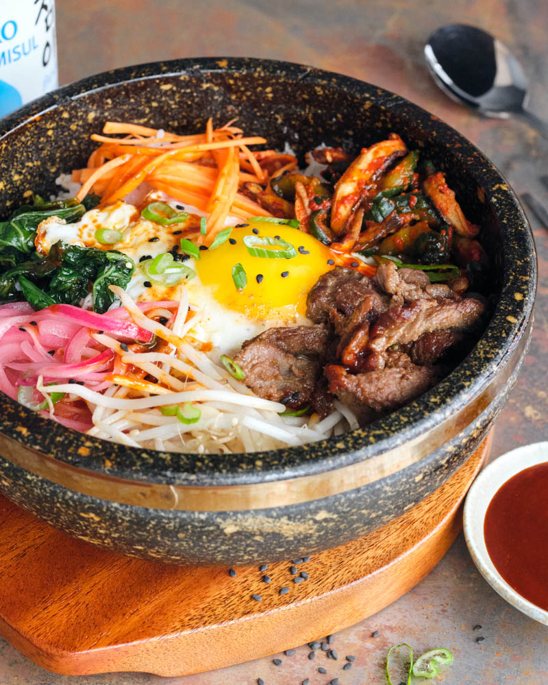 bibimbap (korean beef and vegetable rice bowl)
