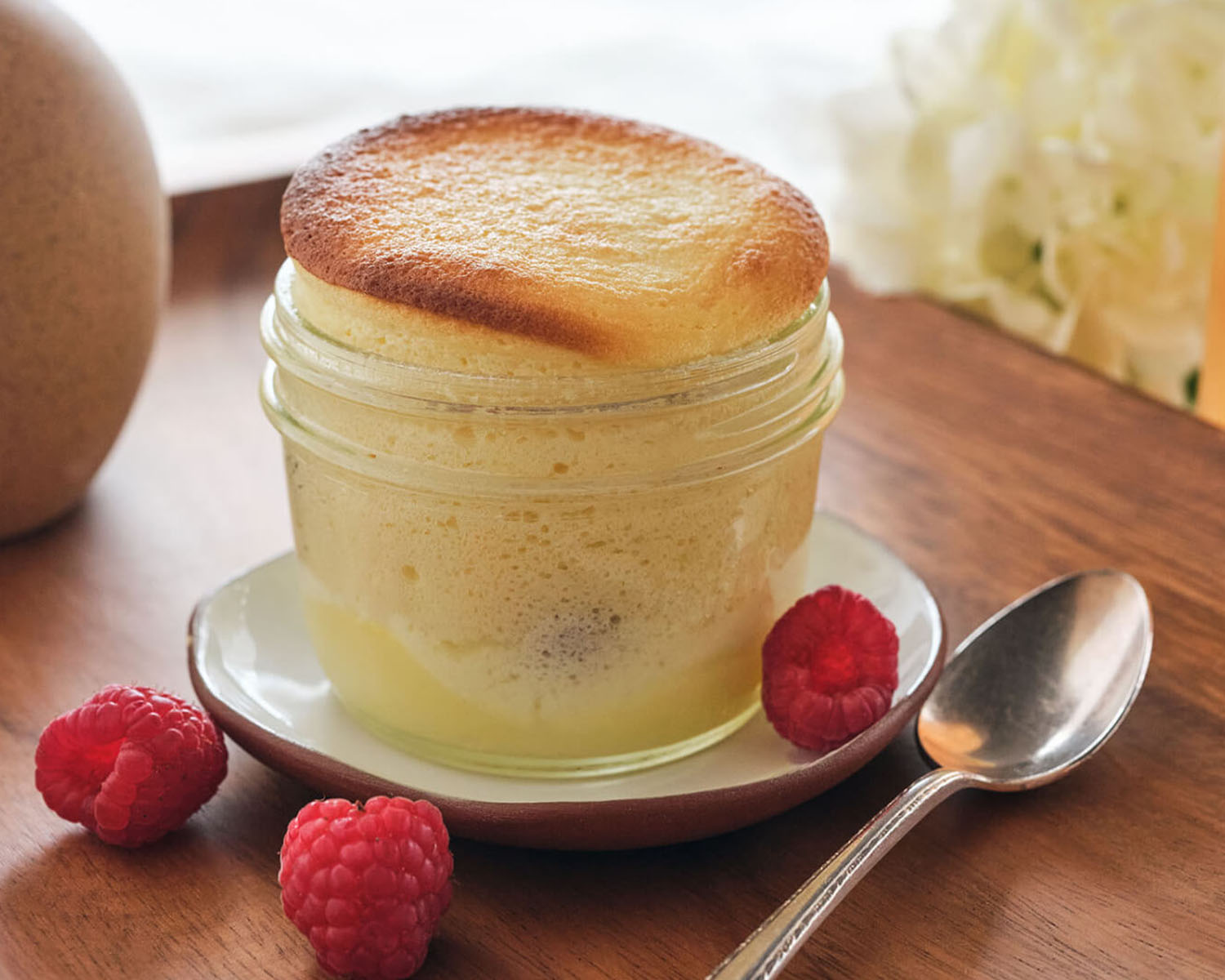 Raspberry lemon sponge custards