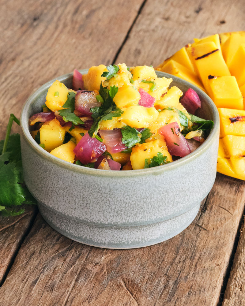 4 ingredient grilled mango salsa