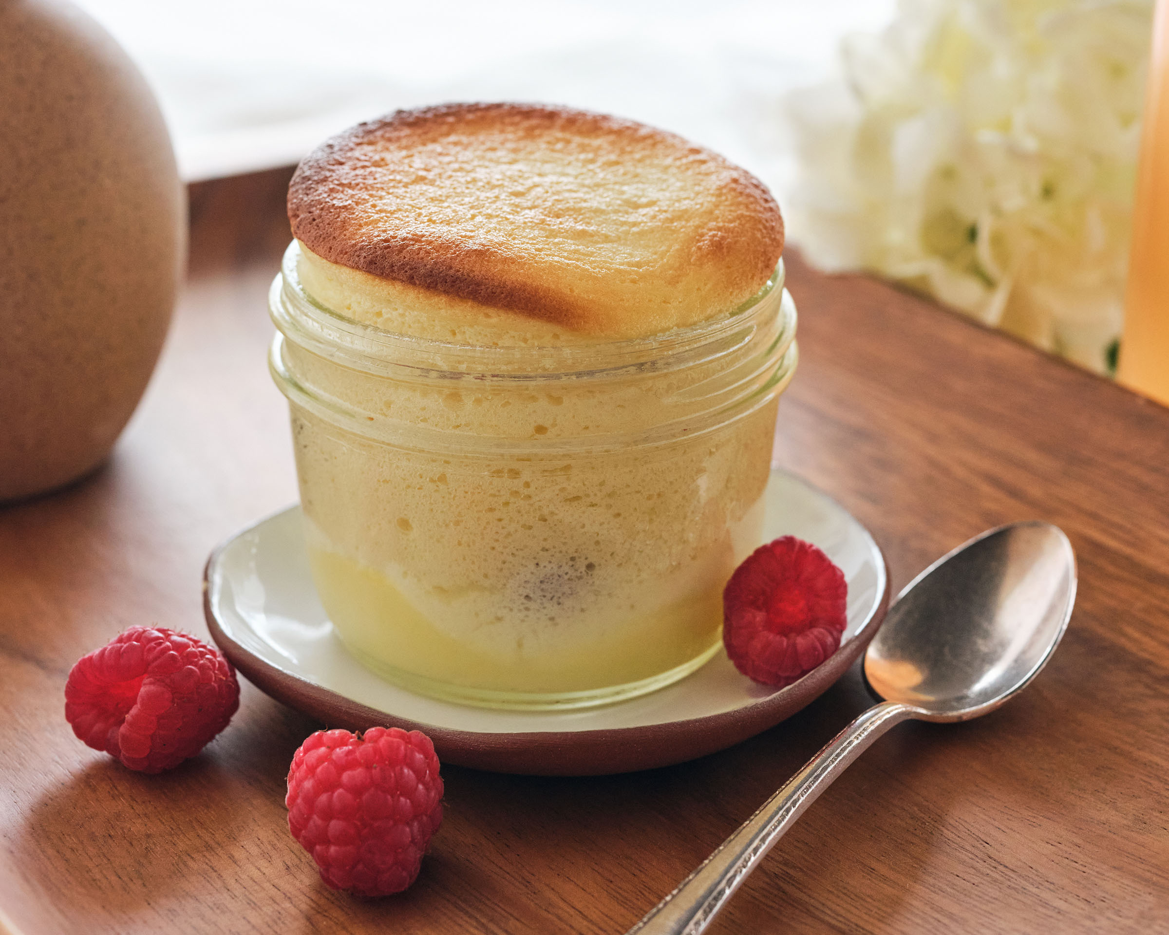 raspberry lemon sponge custards
