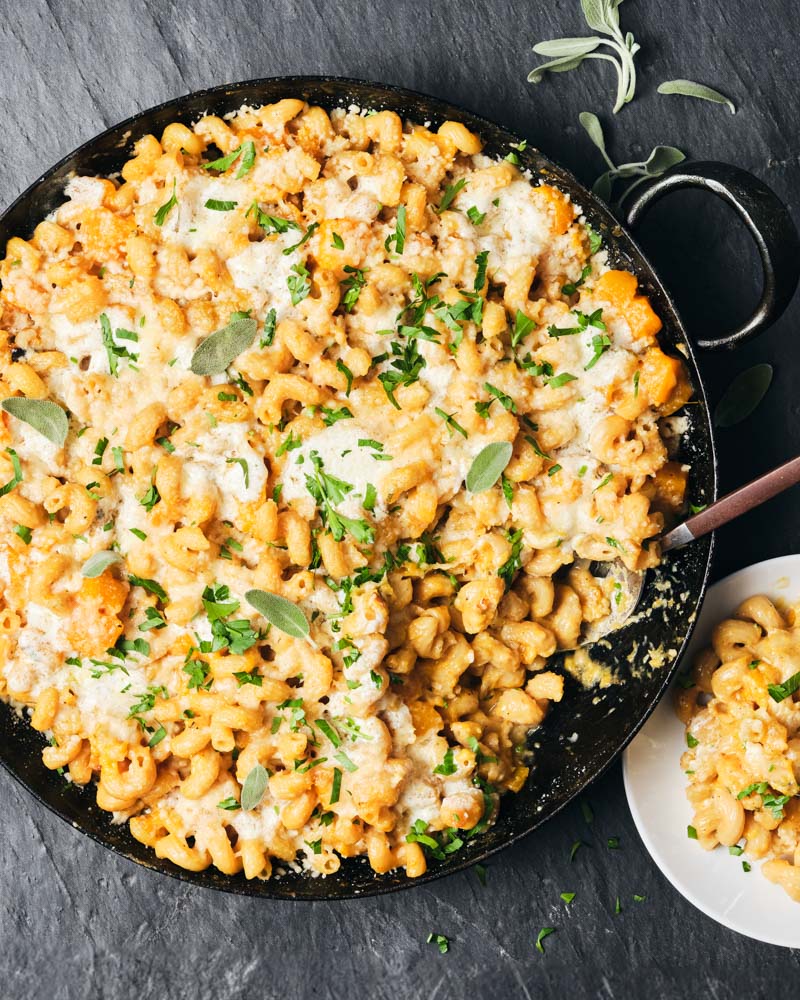 one skillet creamy butternut squash pasta