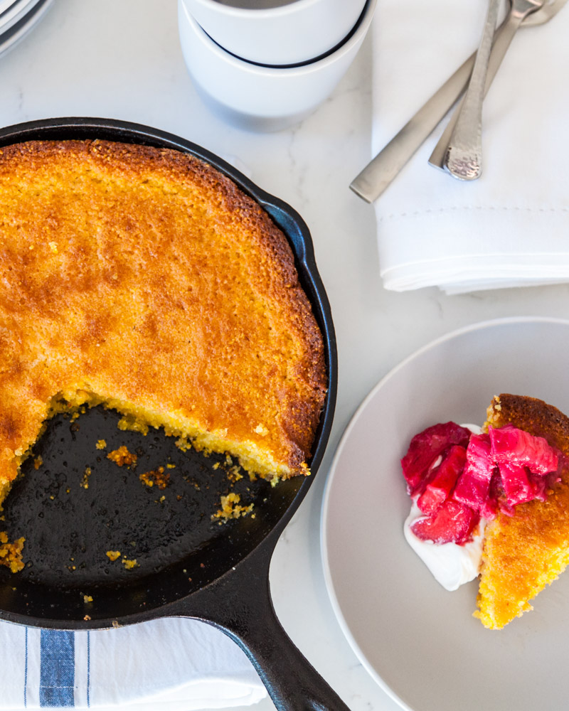 lemon almond polenta skillet cake