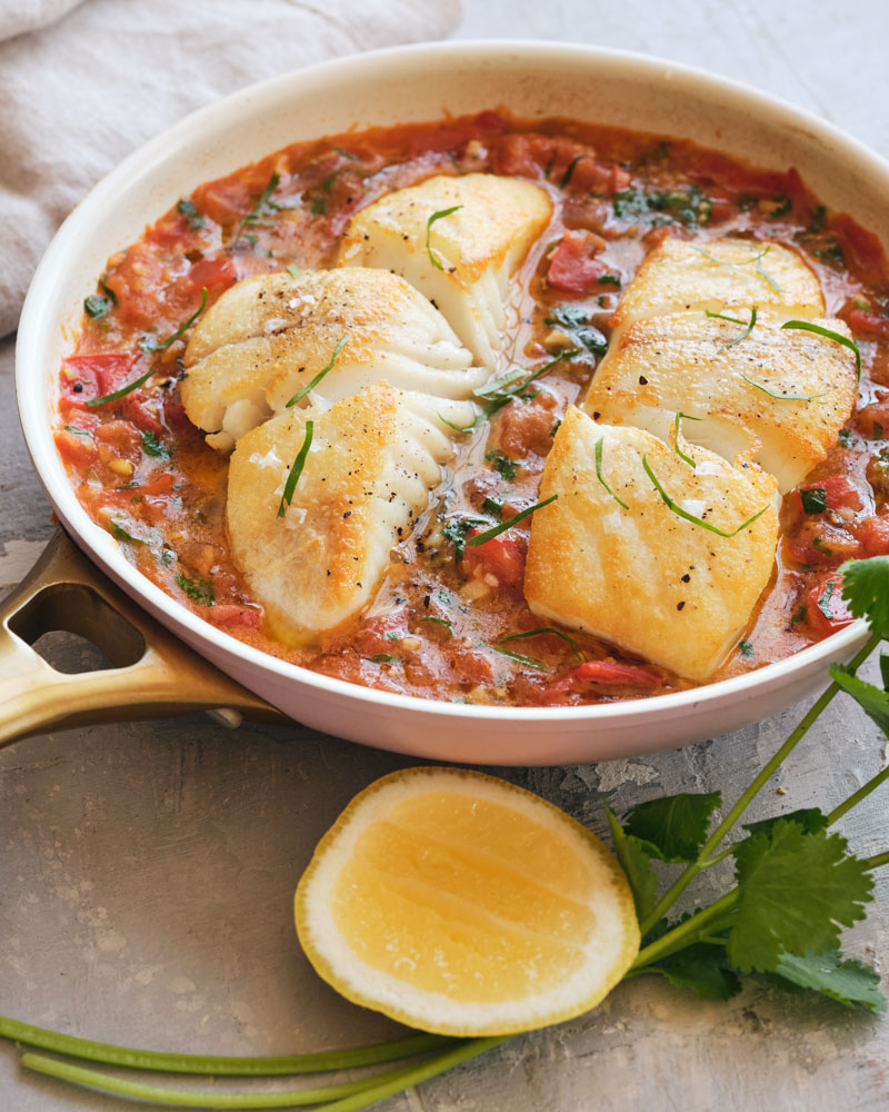 halibut with ginger tomato sauce