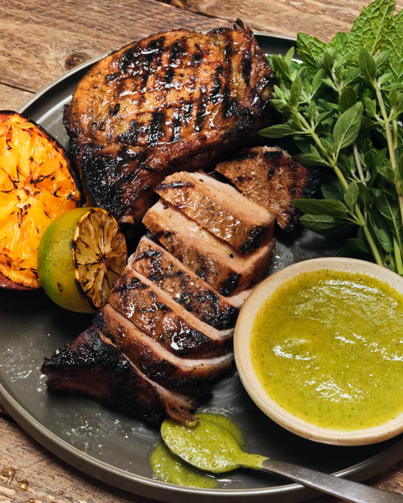 caribbean style grilled pork chops