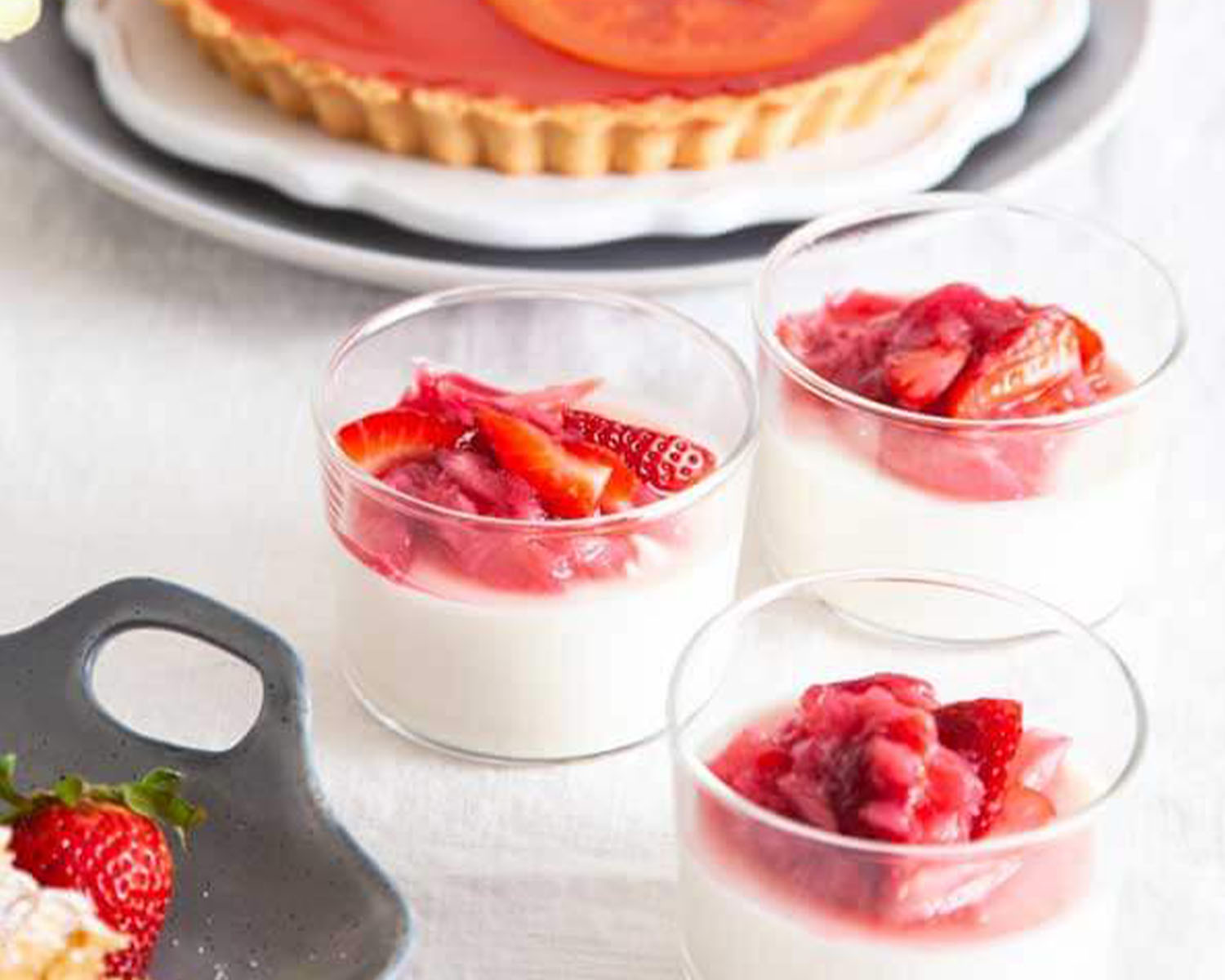 panna cotta custard with rhubarb compote