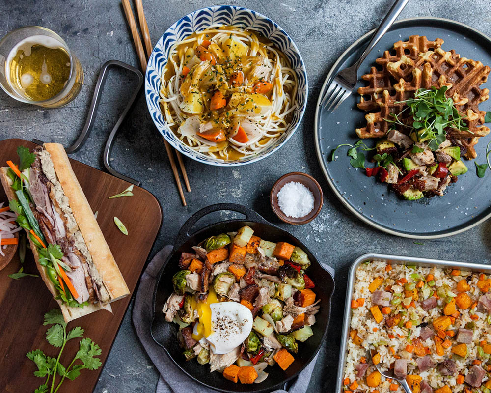 Assorted food on a table