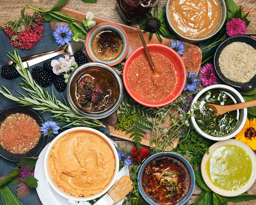 Assortment of Dipping Sauces and Dry Rub for Meats