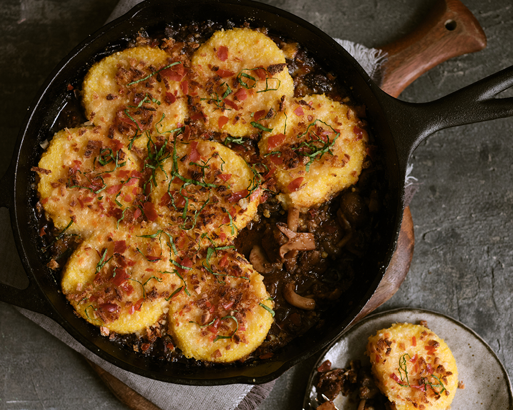 Mushroom ragu with nduja and polenta